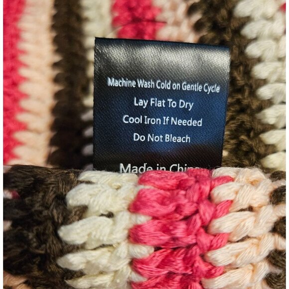 2/$35 POL Crochet Striped V-Neck Babydoll Cropped Boho Hippie Girl Top Women S - Picture 9 of 9